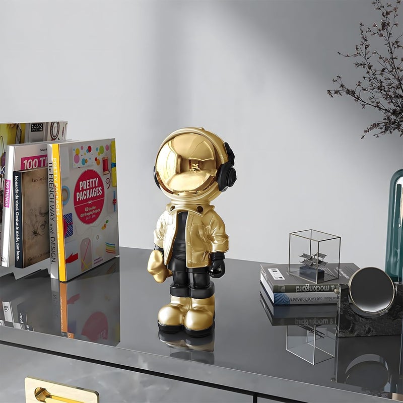 Dosker Small Astronaut Statues Mini Spaceman Sculpture Polyresin Arts Gifts Gold Figurine Ornament Room Decor for Men,Home and Desktop Accessories Tabletop Decoration, Living Room, Office, Bookshelf - Image 1